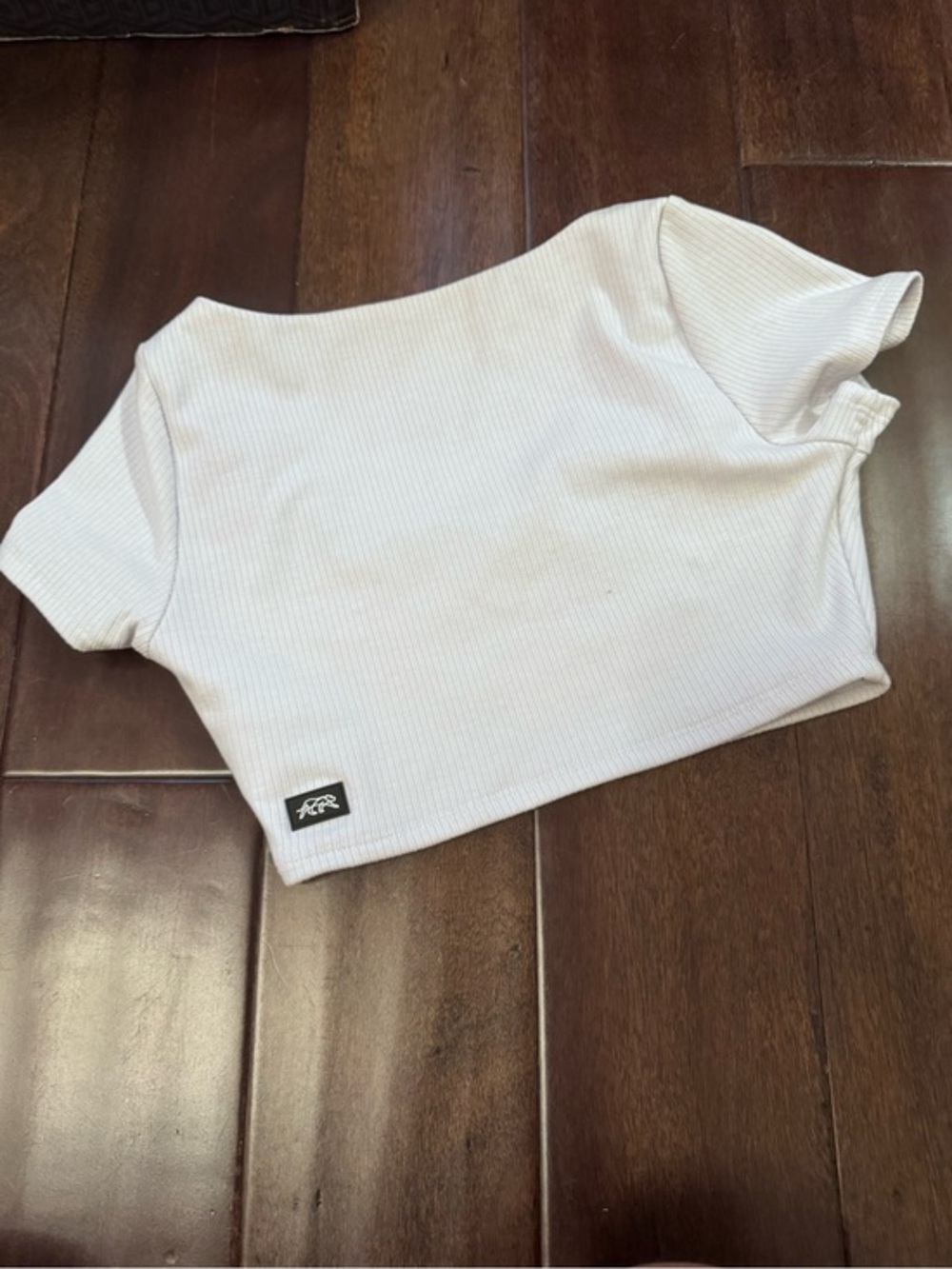 Tiger Friday Ribbed Square Neck Crop Top - White